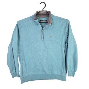Mens Greg Norman Teal Blue 1/4 Zip Sweatshirt Long Sleeve 100% Cotton Size L